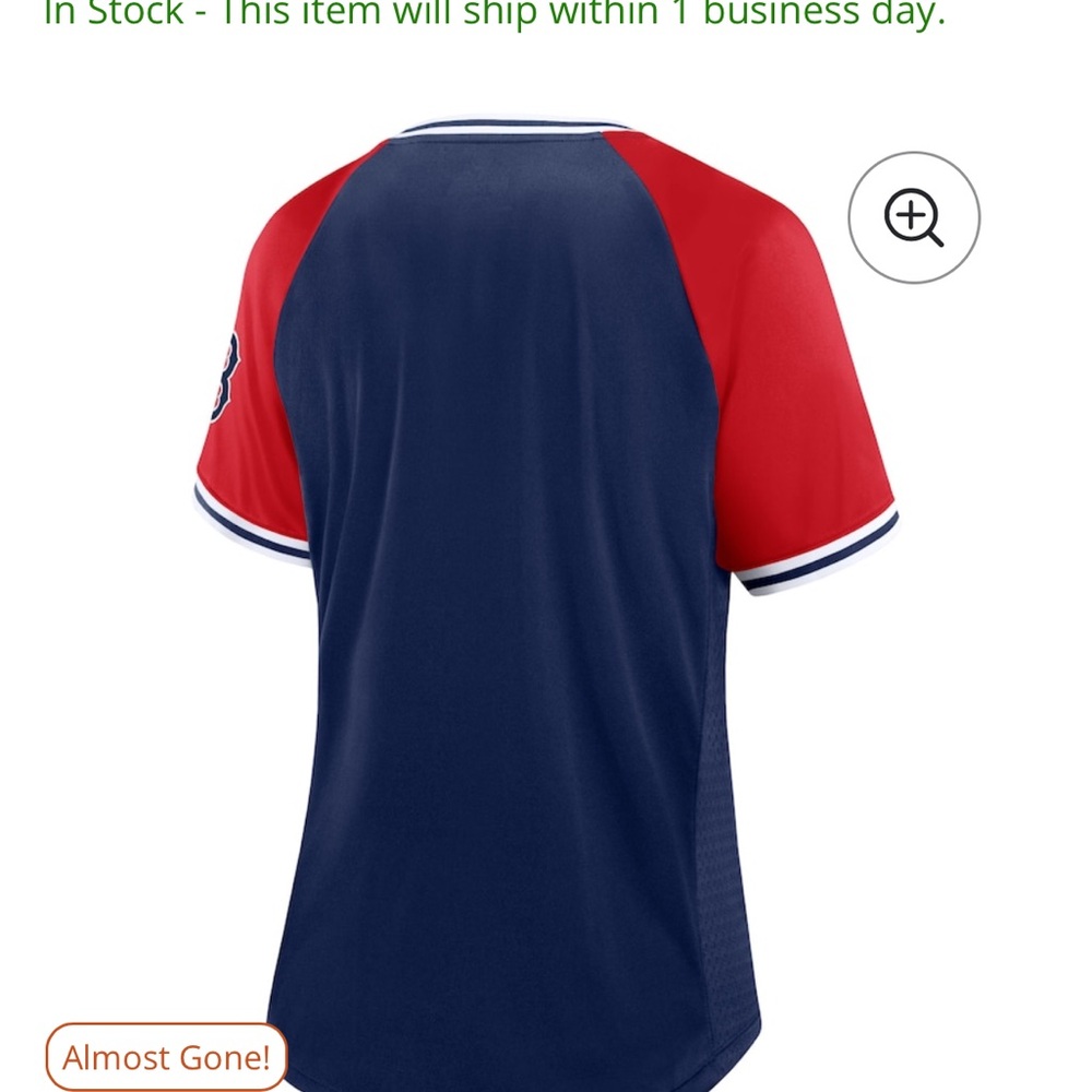 Boston Red Sox Women’s Glitz & Glam League Diva raglan v-neck t-shirt, navy - Picture 9 of 9